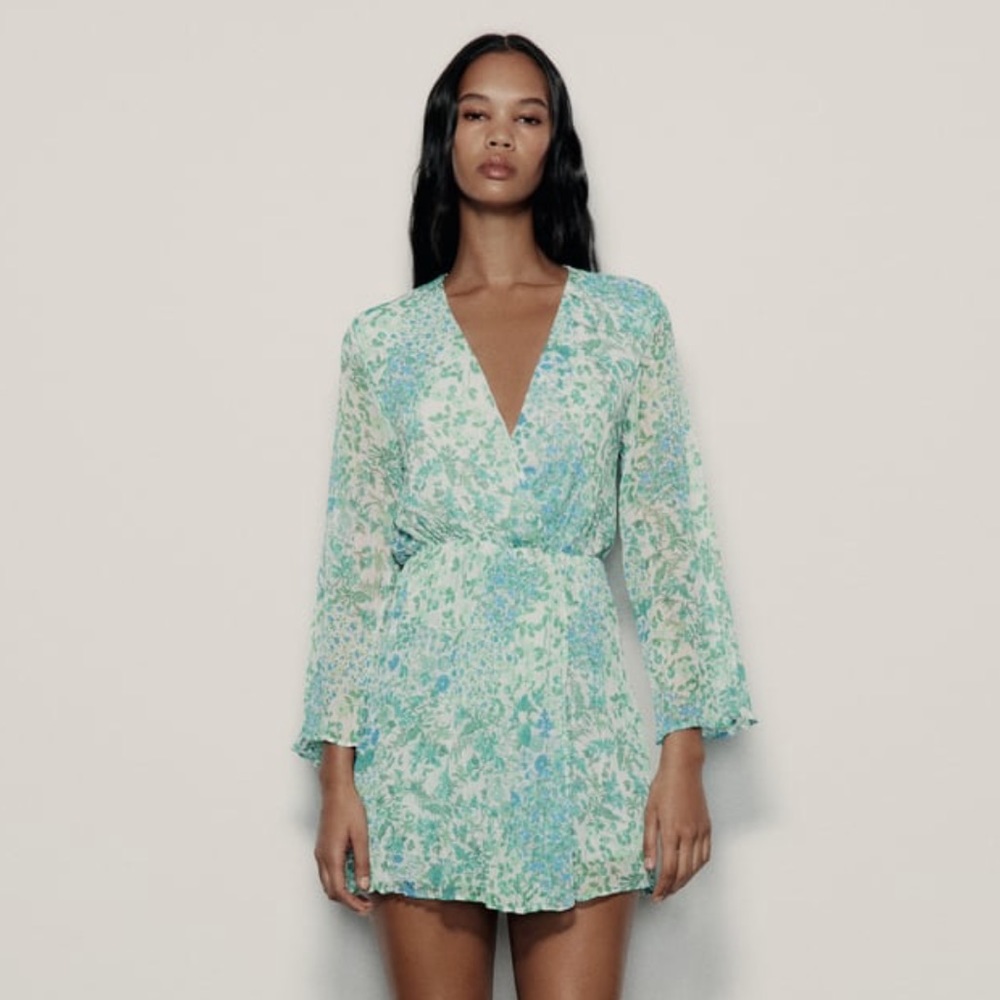 Zara Short Floral Print Mini Dress Jumpsuit - XL